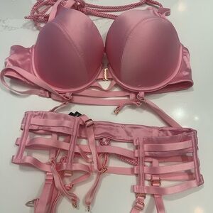 Honey Birdette Pink Strappy Bra Set